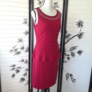 ❤️ Red Fitted Peplum Dress With Rhinestones 2/$15